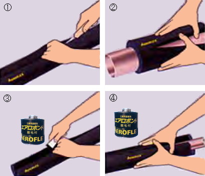 エアロフレックス チューブの施工/背割れ加工品