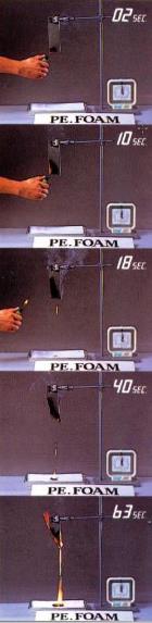 ポリエチレンフォームの燃焼テスト