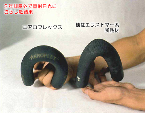 エアロフレックスの耐候性の実験